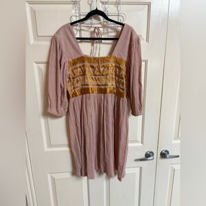 The Pyramid Collection 100% Cotton Indie Boho Embroidered 70’s Dress